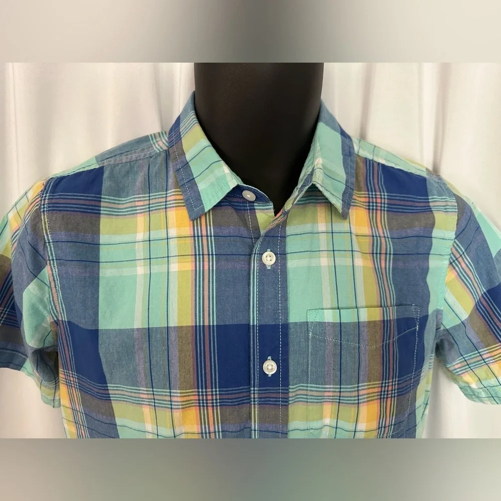 The Children's Place Boys Plaid Poplin Button Shirt-Aqua (1189)
